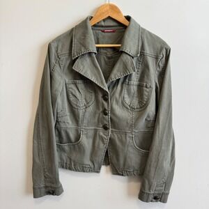 Unionbay Women's Green Cotton Blend Casual Blazer Jacket -‎ Pocket Front